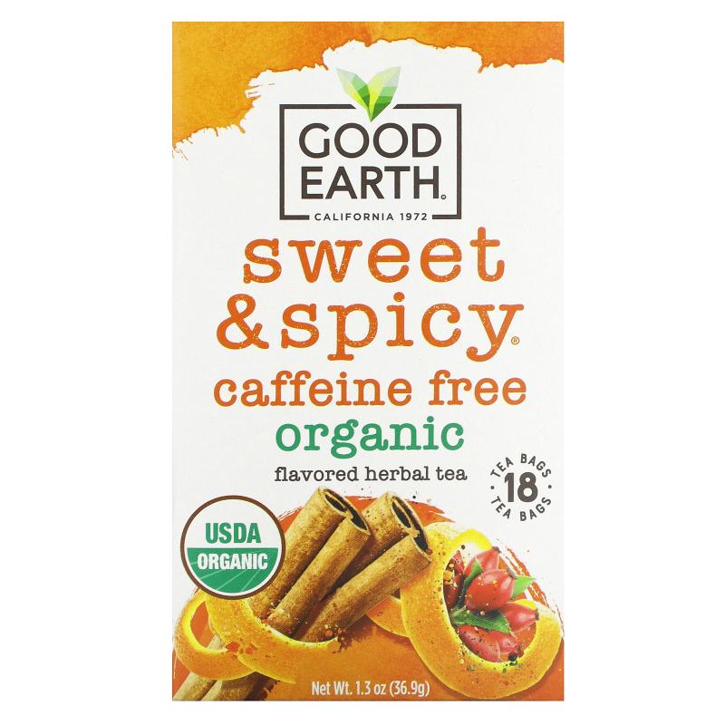 Good Earth Teas,有机草本茶，甜辣，不含咖啡因，18茶包，1.3盎3