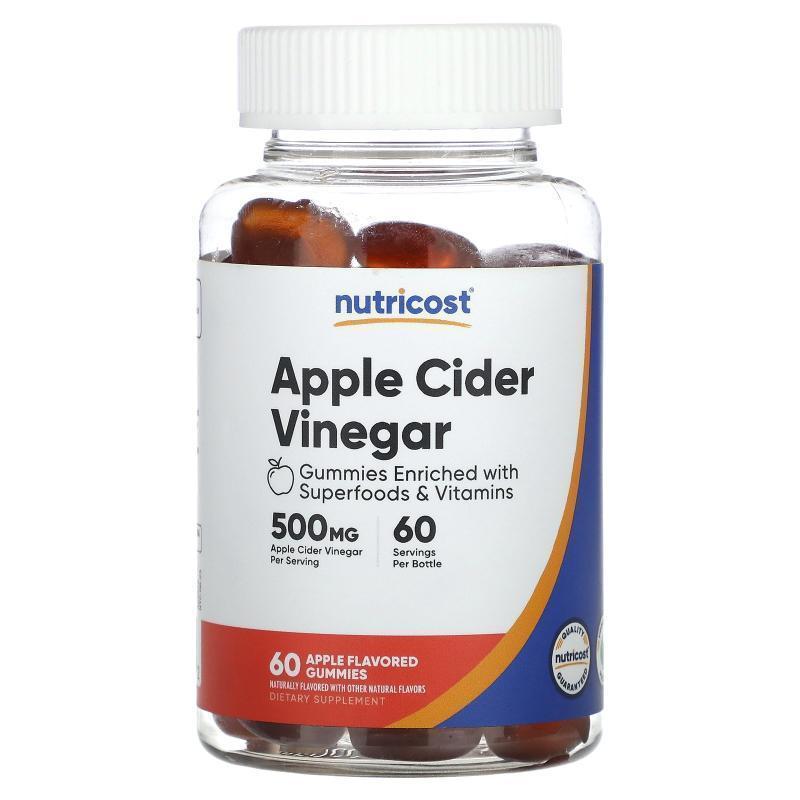 Nutricost,Apple Cider Vinegar Gummies, Apple, 500 mg, 60 Gum