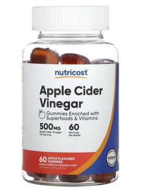 Nutricost,Apple Cider Vinegar Gummies, Apple, 500 mg, 60 Gum