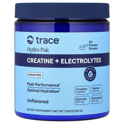 Trace,Hydro Pak, Creatine + Electrolytes, Unflavored, 7.09 o