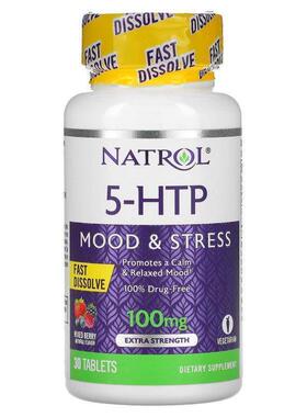 Natrol,5-HTP速溶片超优效野生浆果味100 毫克，30 片