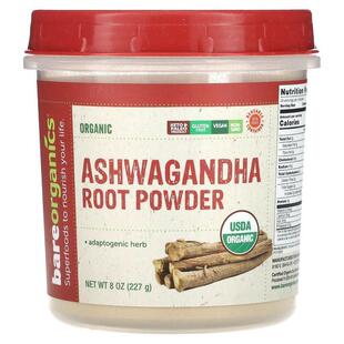 BareOrganics,Organic Ashwagandha Root Powder, 8 oz (227 g)