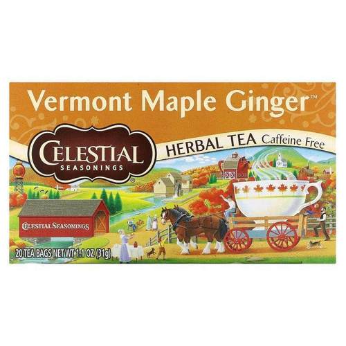 斯乐,Herbal Tea, Vermont Maple Ginger, Caffeine Free , 20 Te