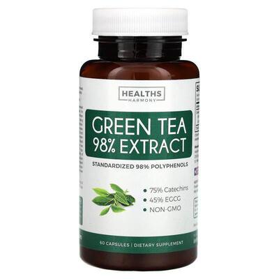 Healths Harmony,Green Tea 98% Extract , 60 Capsules