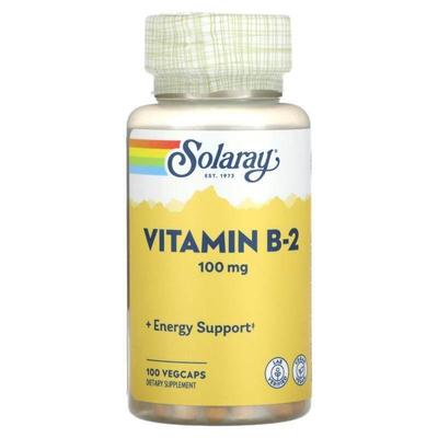 Solaray,Vitamin B-2, 100 mg, 100 VEGCAPS