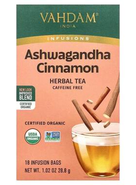 Vahdam Teas,Infusions, Herbal Tea, Ashwagandha Cinnamon, Caf
