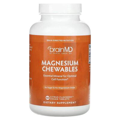 BrainMD,Magnesium Chewables, Citrus, 60 Vegan Tablets
