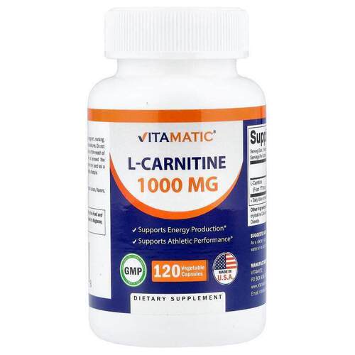 Vitamatic,L-Carnitine, 120 Vegetable Capsules (500 mg per Ca