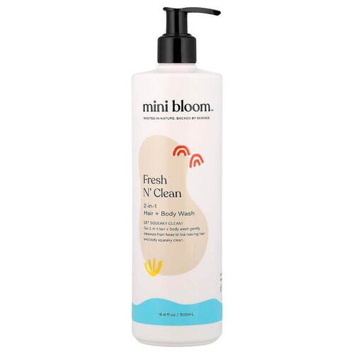 Mini Bloom,Fresh N' Clean, 2-in-1 Hair + Body Wash, 16.6 fl