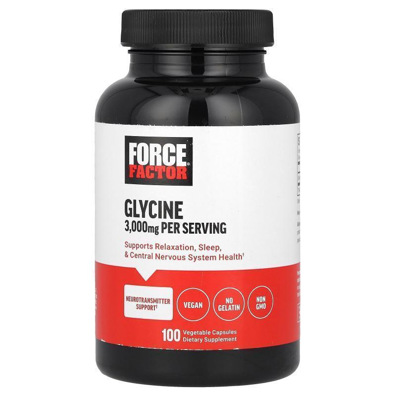Force Factor,Glycine, 3,000 mg, 100 Vegetable Capsules (1,00