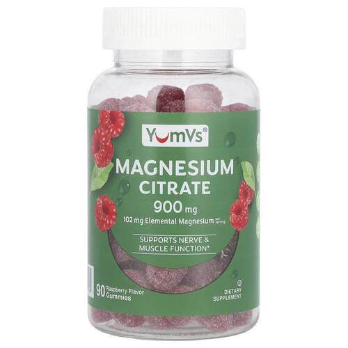 Yum-Vs,柠檬酸镁，树莓，900 毫克，90 粒软糖