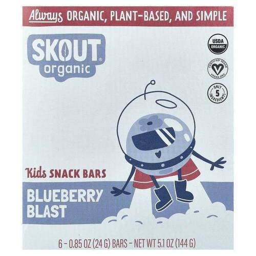 Skout Organic,Kids Snack Bars, Blueberry Blast, 6 Bars