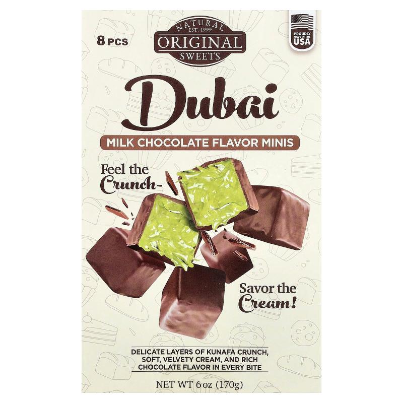 Original Natural Sweets,Dubai Milk Chocolate Minis, 8 Pieces