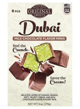 Original Natural Sweets,Dubai Milk Chocolate Minis, 8 Pieces