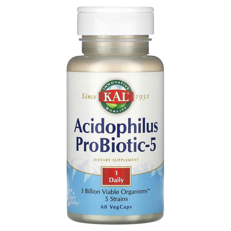 KAL,Acidophilus ProBiotic-5, 60 VegCaps