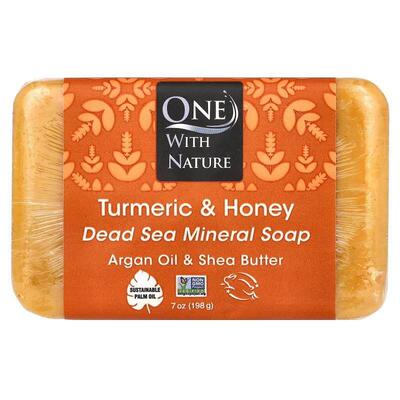 One with Nature,Dead Sea Mineral Bar Soap, Turmeric & Ho