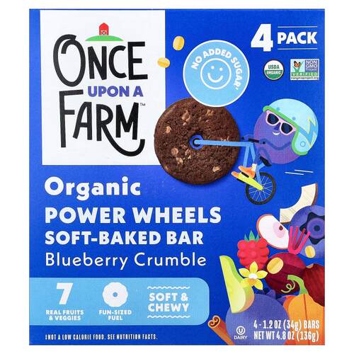 Once Upon A Farm,Organic Power Wheels, Soft Baked Bar, Blueb