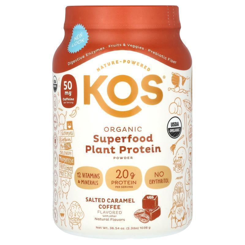 KOS,Organic Superfood Plant Protein Powder, Salted Caramel C