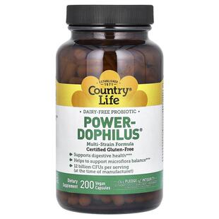 乡村生活,Power-Dophilus® 益生菌全素胶囊,无乳制品,200 粒装
