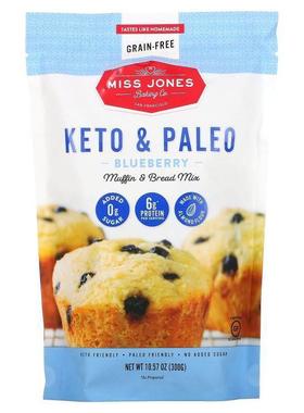 Miss Jones Baking Co,生酮和原始饮食，蓝莓松饼和面包混合料，1