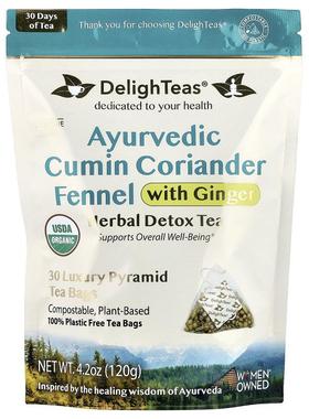 DelighTeas,Ayurvedic Cumin Coriander Fennel With Ginger, Her