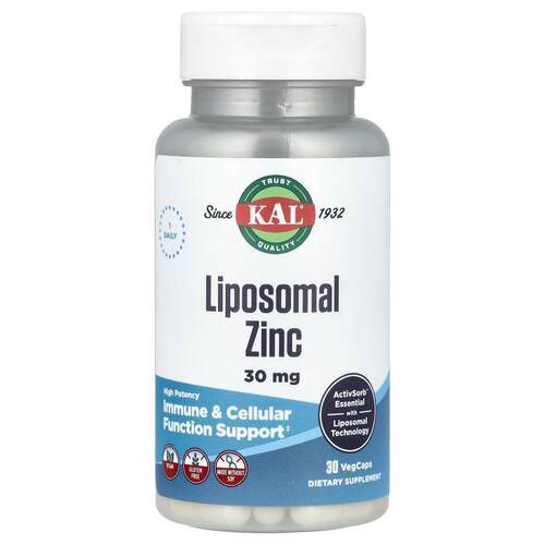 KAL,Liposomal Zinc, High Potency, 30 mg, 30 VegCaps