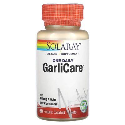 Solaray,One Daily GarliCare, 60 Enteric Coated Tablets