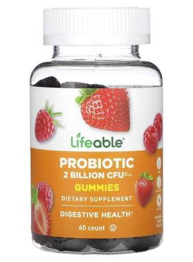 Lifeable,益生菌软糖，天然浆果味，10 亿 CFU，60 粒