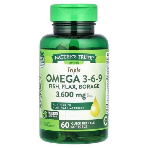 Nature's Truth,Triple Omega 3-6-9, Fish, Flax, Borage, 3,600