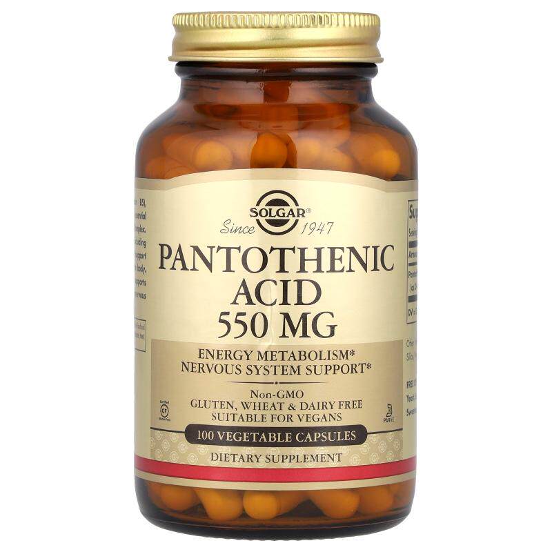 Solgar泛酸550毫克100粒素食胶囊