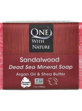 One with Nature,Dead Sea Mineral Bar Soap, Sandalwood, 7 oz