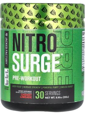 Jacked Factory,Nitro Surge,锻炼前，蓝树莓，9.21盎司（261克）