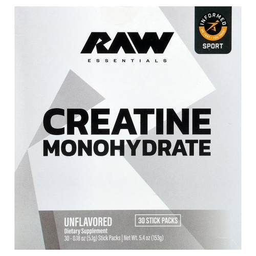 Raw Nutrition,Essentials, Creatine Monohydrate, Unflavored,