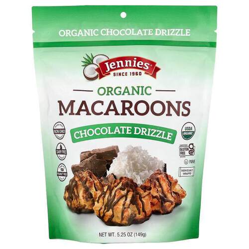 Jennies Macaroons,Organic Macaroons, Chocolate Drizzle, 5.25