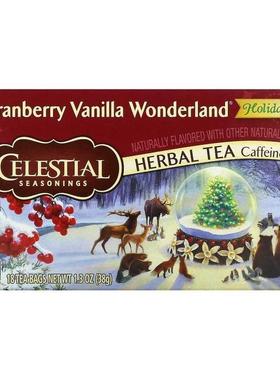 斯乐,Holiday Herbal Tea, Cranberry Vanilla Wonderland, Caffe