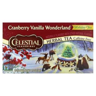 斯乐,Holiday Herbal Tea, Cranberry Vanilla Wonderland, Caffe