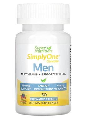 Super Nutrition,SimplyOne，男性多维生素 + 支持草本，野生浆果
