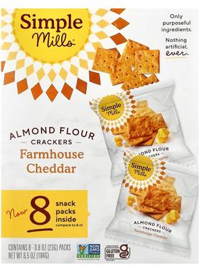 Simple Mills,巴旦木粉饼干农庄切达乳酪8 包23 克