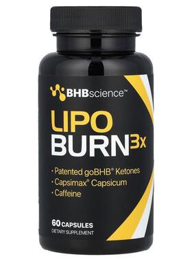 Real Ketones,Lipo Burn3X，60 粒胶囊