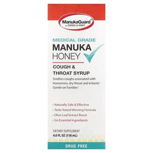 ManukaGuard,麦卢卡蜂蜜，医级，喉部缓解糖浆，4 液量盎司（118