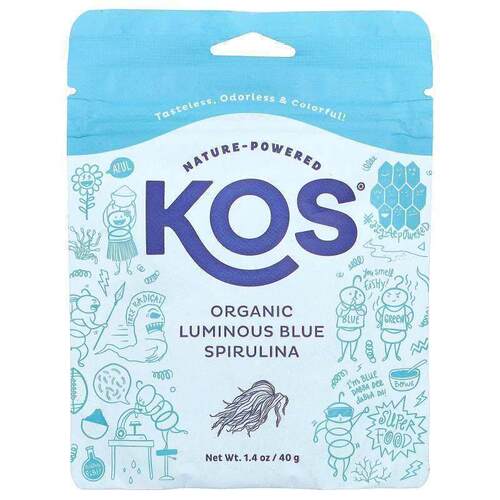 KOS,有机发光蓝螺旋藻粉，1.47 盎司（40 克）