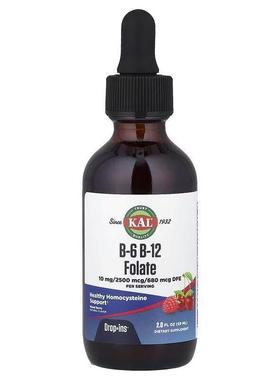 KAL维生素B6B12叶酸滴剂天然混合浆果味复合维生素B补充剂