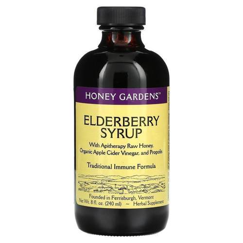 Honey Gardens,接骨木果糖浆，含蜂疗生蜂蜜，有机苹果醋和蜂胶，