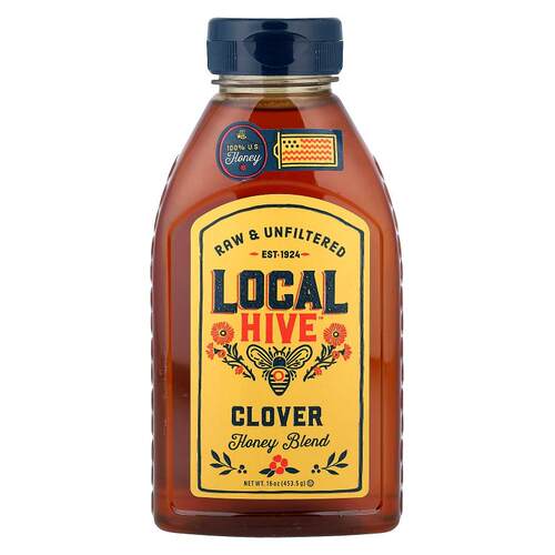 Local Hive, Honey Blend, Clover, Raw & Unfiltered, 16 oz (45