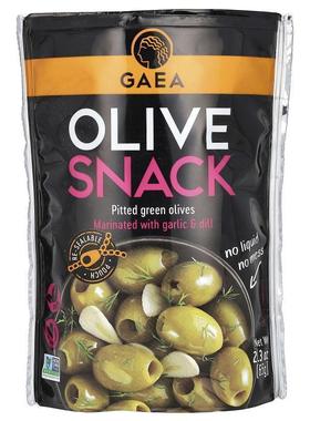 Gaea,Olive Snack, Pitted Green Olives, Marinated With Garlic