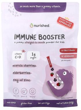 Nurished,Immune Booster, Fruit Punch, Lemonade, 30 Stick Pac
