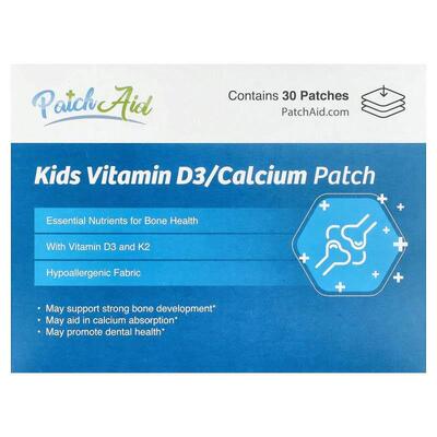 PatchAid,Kids Vitamin D3 / Calcium Patch, 30 Patches