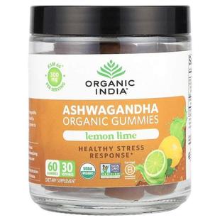 有机印度,Organic Ashwagandha Gummies, Lemon Lime, 300 mg, 60