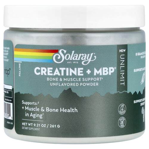 Solaray,Unlimit, Creatine + MBP® Powder, Unflavored, 9.21 oz