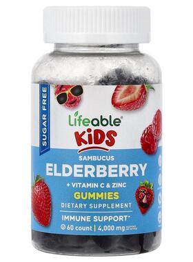 Lifeable,Kids, Sambucus Elderberry + Vitamin C & Zinc Gu